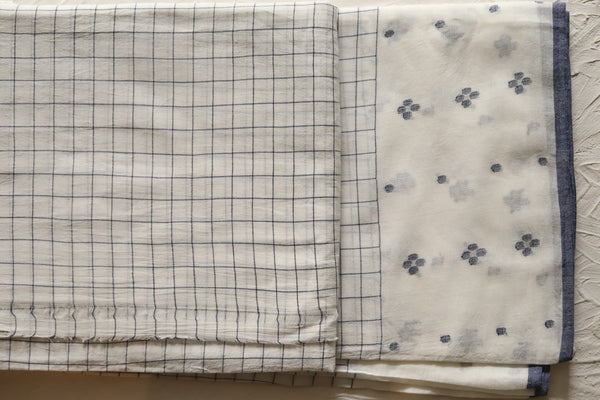 Bengal's Handwoven Cotton Fabric/ Yardage in Jamdani design