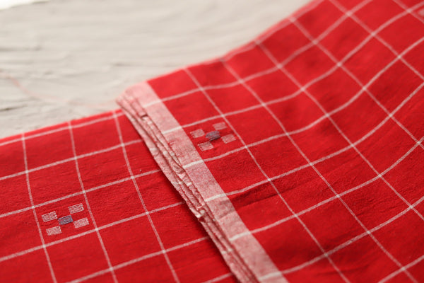 Bengal's Handwoven Cotton Fabric/ Yardage in Jamdani design