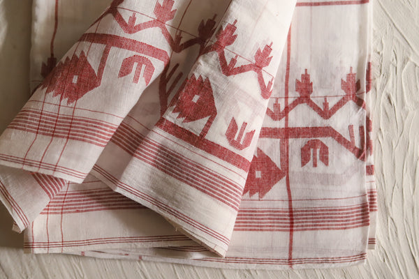 Bengal's Handwoven Cotton Fabric/ Yardage in Jamdani design