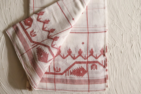 Bengal's Handwoven Cotton Fabric/ Yardage in Jamdani design