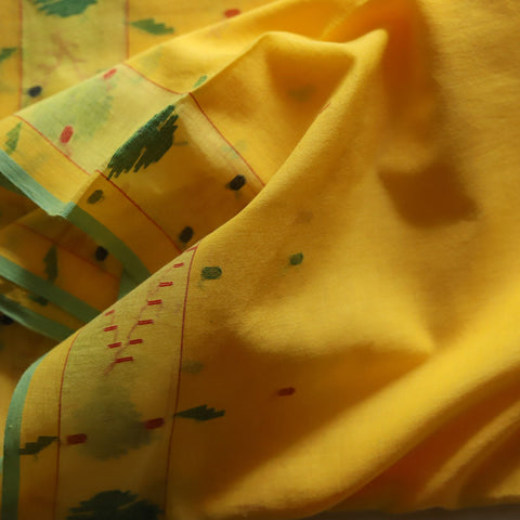 Bengal's Handwoven Cotton Fabric/ Yardage in Jamdani design