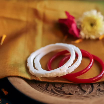 Handcarved Shakha Pola Bangle Pair (2.8 Inch)