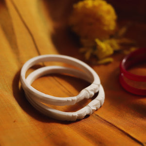 Handcarved Shakha Pola Bangle Pair (2.10 Inch)