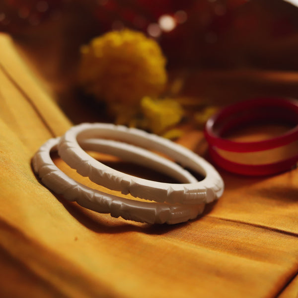 Handcarved Shakha Pola Bangle Pair (2.10 Inch)