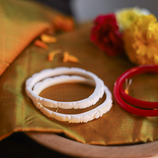 Handcarved Shakha Pola Bangle Pair (2.4 Inch)