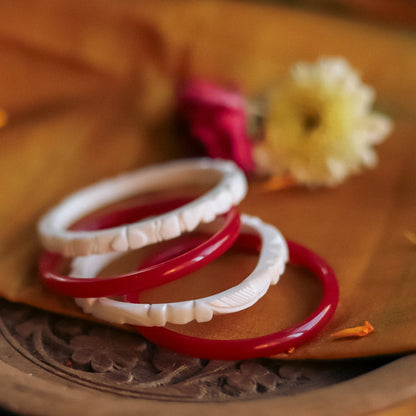 Handcarved Shakha Pola Bangle Pair (2.2 Inch)