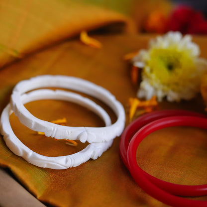 Handcarved Shakha Pola Bangle Pair (2.4 Inch)
