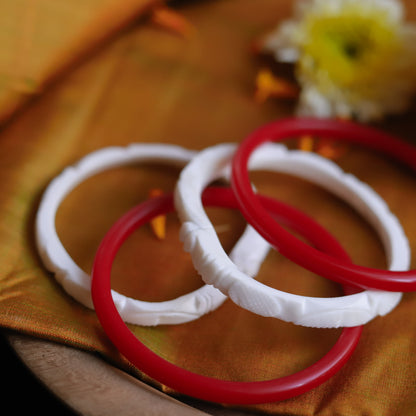 Handcarved Shakha Pola Bangle Pair (2.4 Inch)