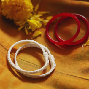 Handcarved Shakha Pola Bangle Pair (2.4 Inch)