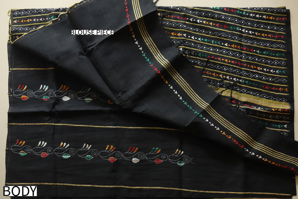 Bengal Handwoven Khesh Kantha Saree