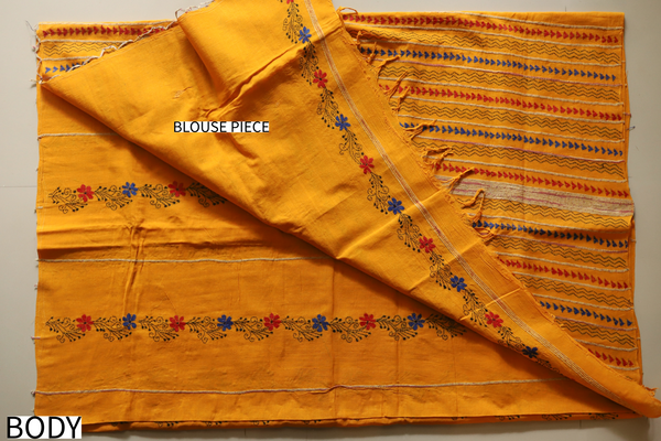 Bengal Handwoven Khesh Kantha Saree