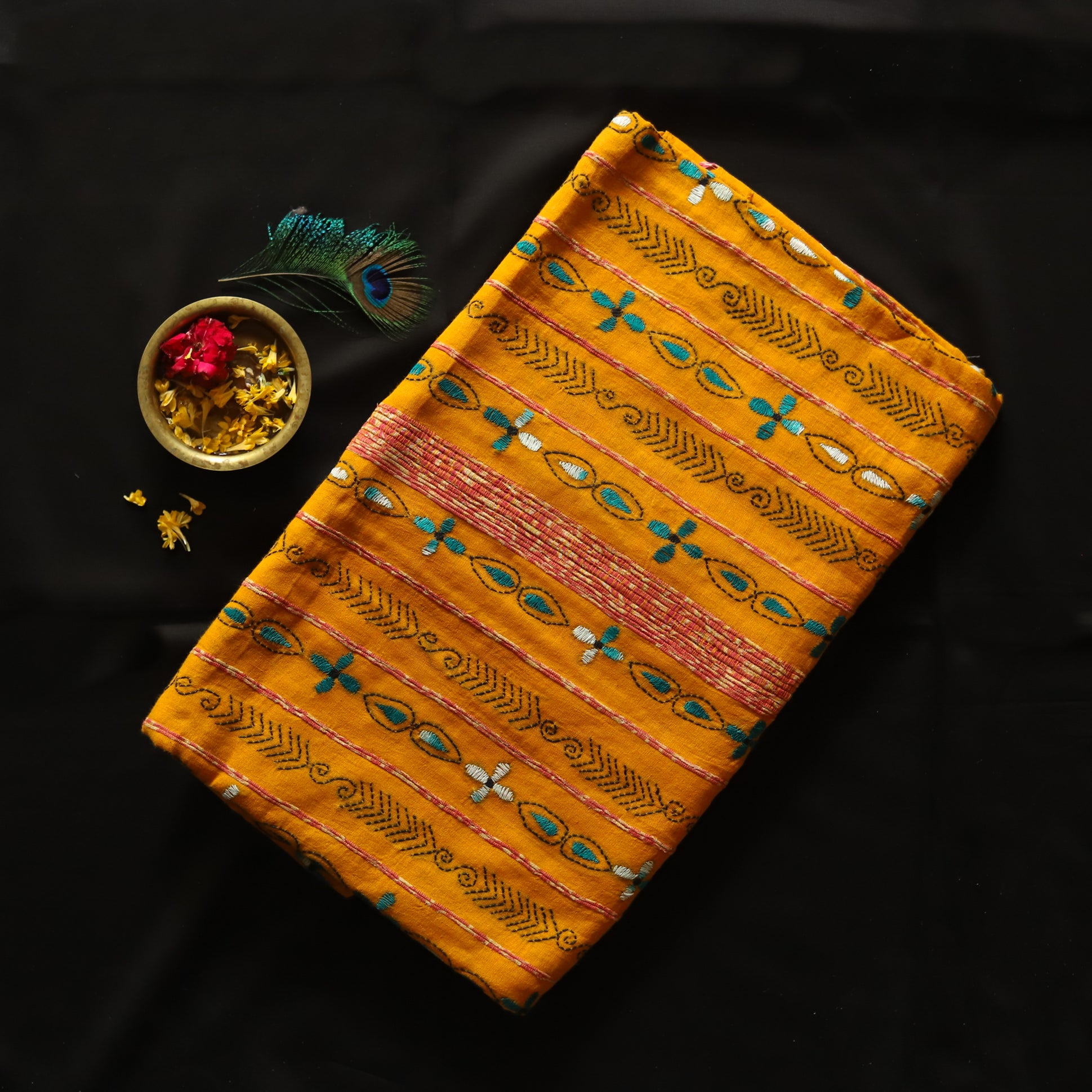 Bengal Handwoven Khesh Kantha Saree