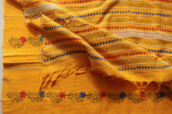 Bengal Handwoven Khesh Kantha Saree