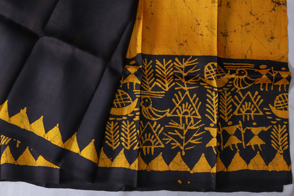 Handwoven Bengal Hand Batik Silk Saree