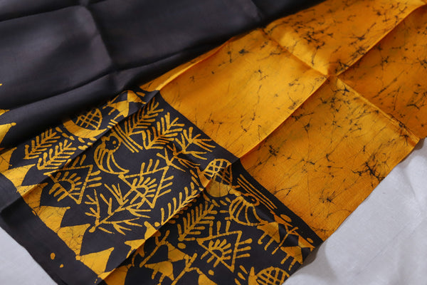 Handwoven Bengal Hand Batik Silk Saree