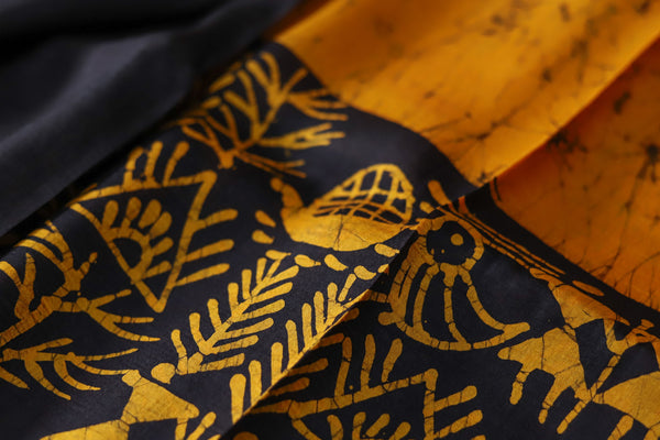 Handwoven Bengal Hand Batik Silk Saree