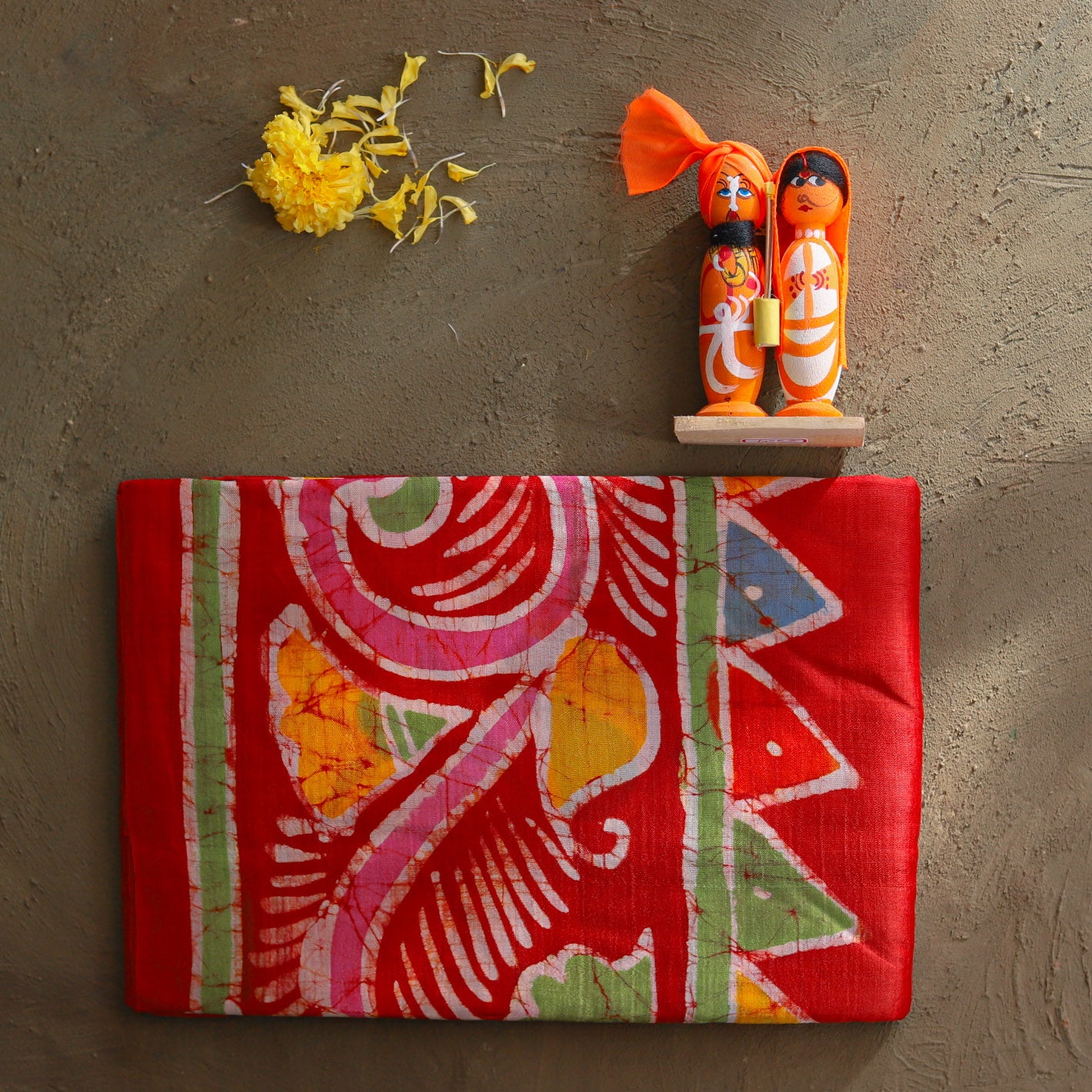 Handwoven Bengal Hand Batik Silk Saree