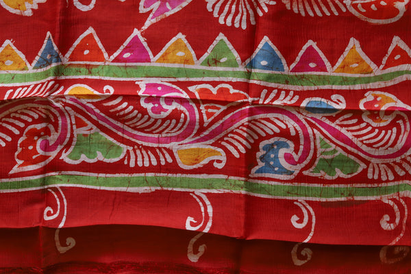 Handwoven Bengal Hand Batik Silk Saree
