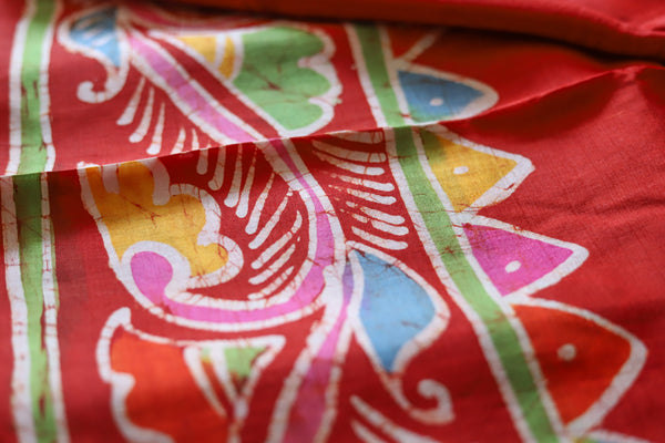 Handwoven Bengal Hand Batik Silk Saree