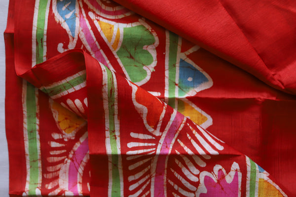 Handwoven Bengal Hand Batik Silk Saree