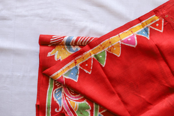 Handwoven Bengal Hand Batik Silk Saree