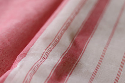 Handwoven Bengal White and Red Cotton Saree