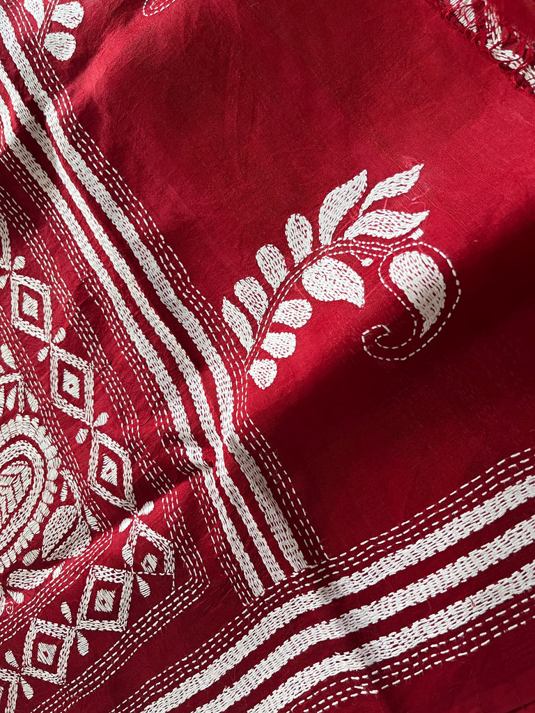 Kantha Embroidery on Dupatta, Sarees And Salwar Kameez | Utsav Fashion Blog