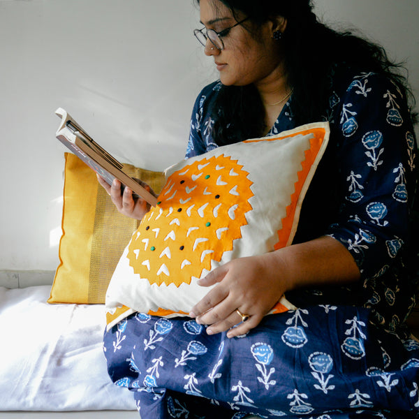 Handcrafted Applique Cushion Cover