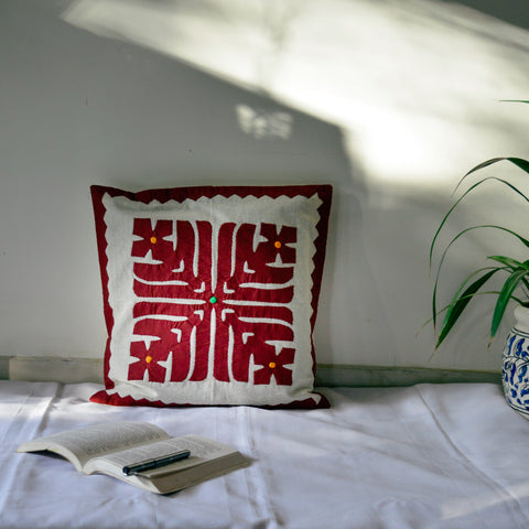 Handcrafted Applique Cushion Cover