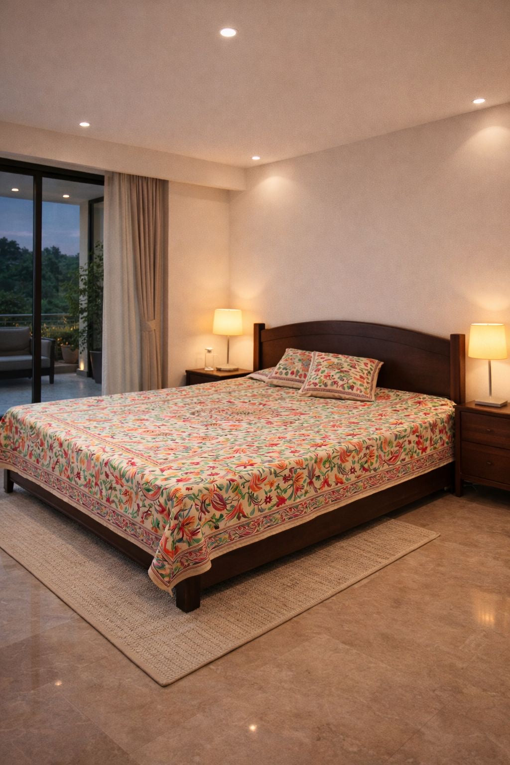 Bengal Hand Embroidered Kantha Stitch Silk Bedsheet