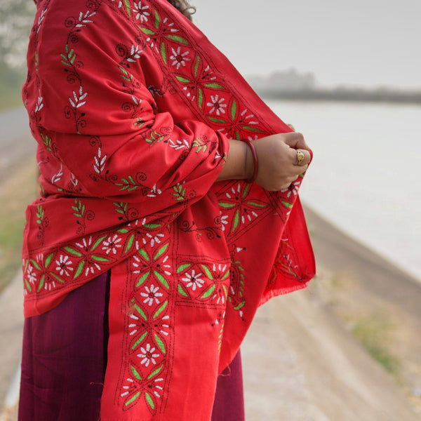 Handmade Bengal Kantha Woollen Shawl