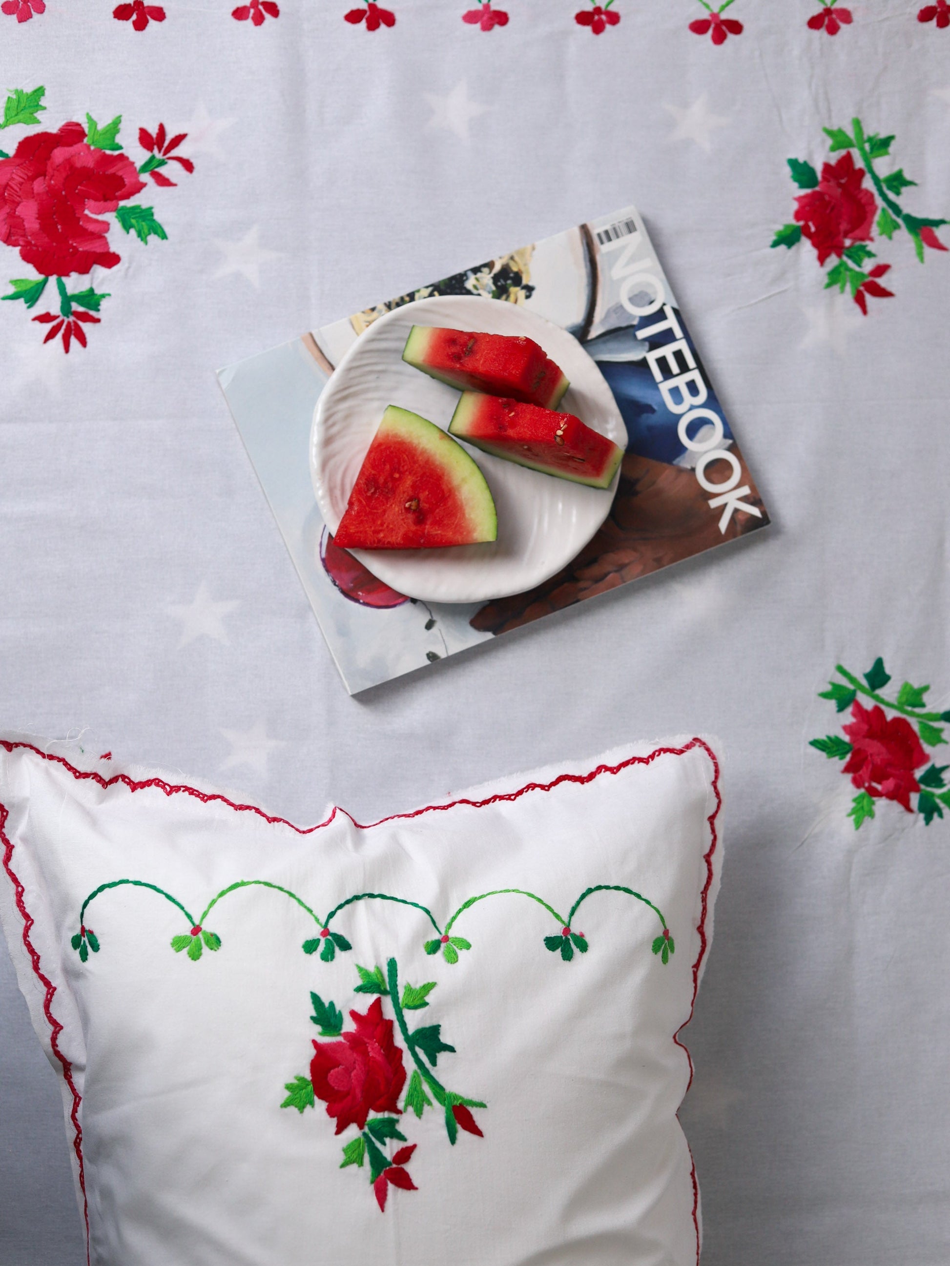 floral-patterned bedsheet