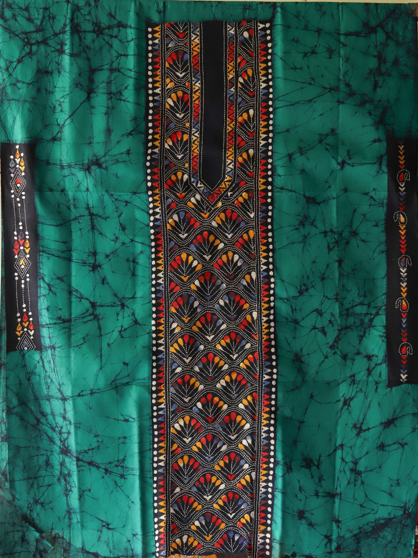 Hand Batik with kantha stitch embroidery on Cotton Kurta Fabric 