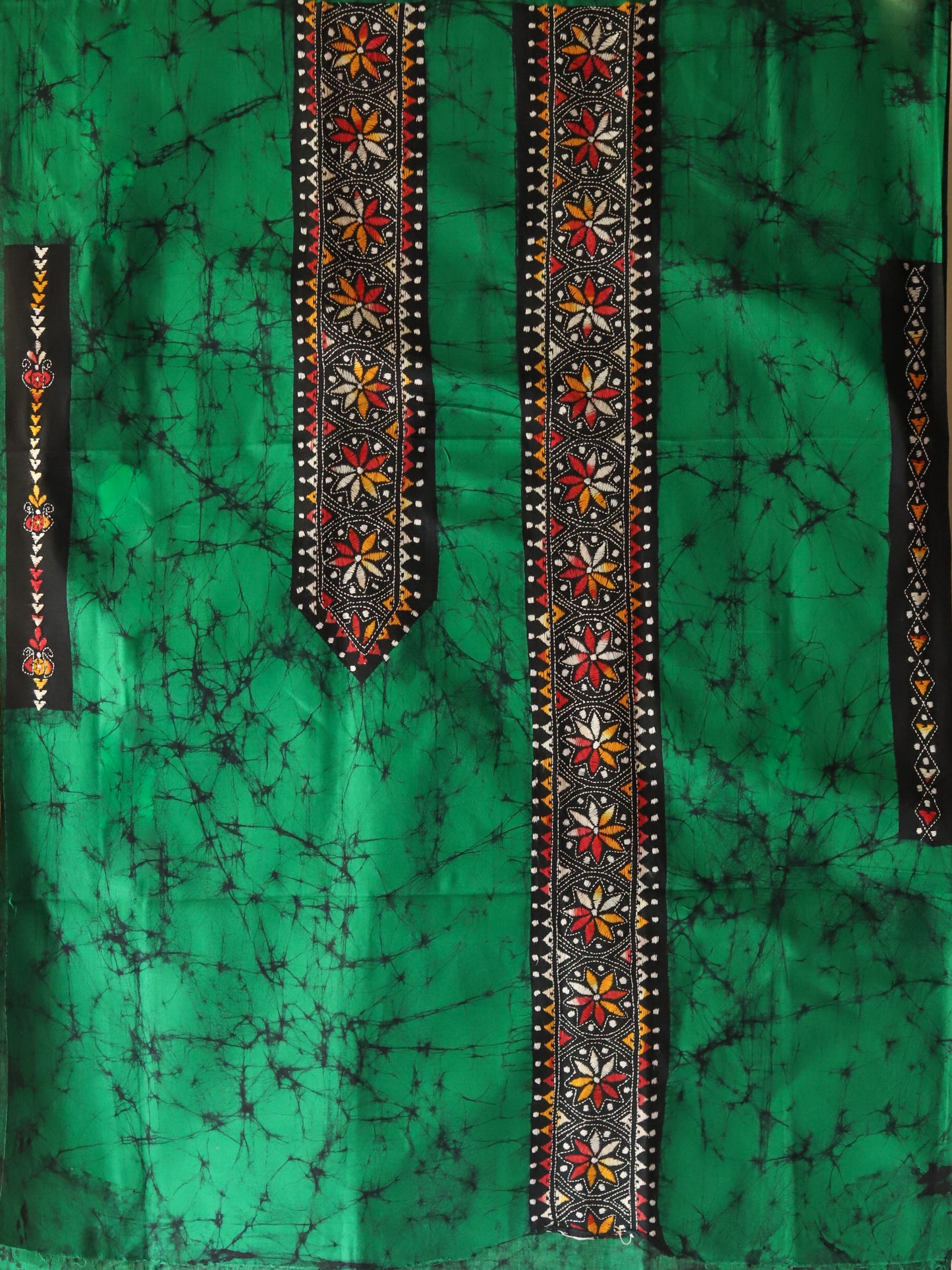 Hand Batik with kantha stitch embroidery on Cotton Kurta Fabric 