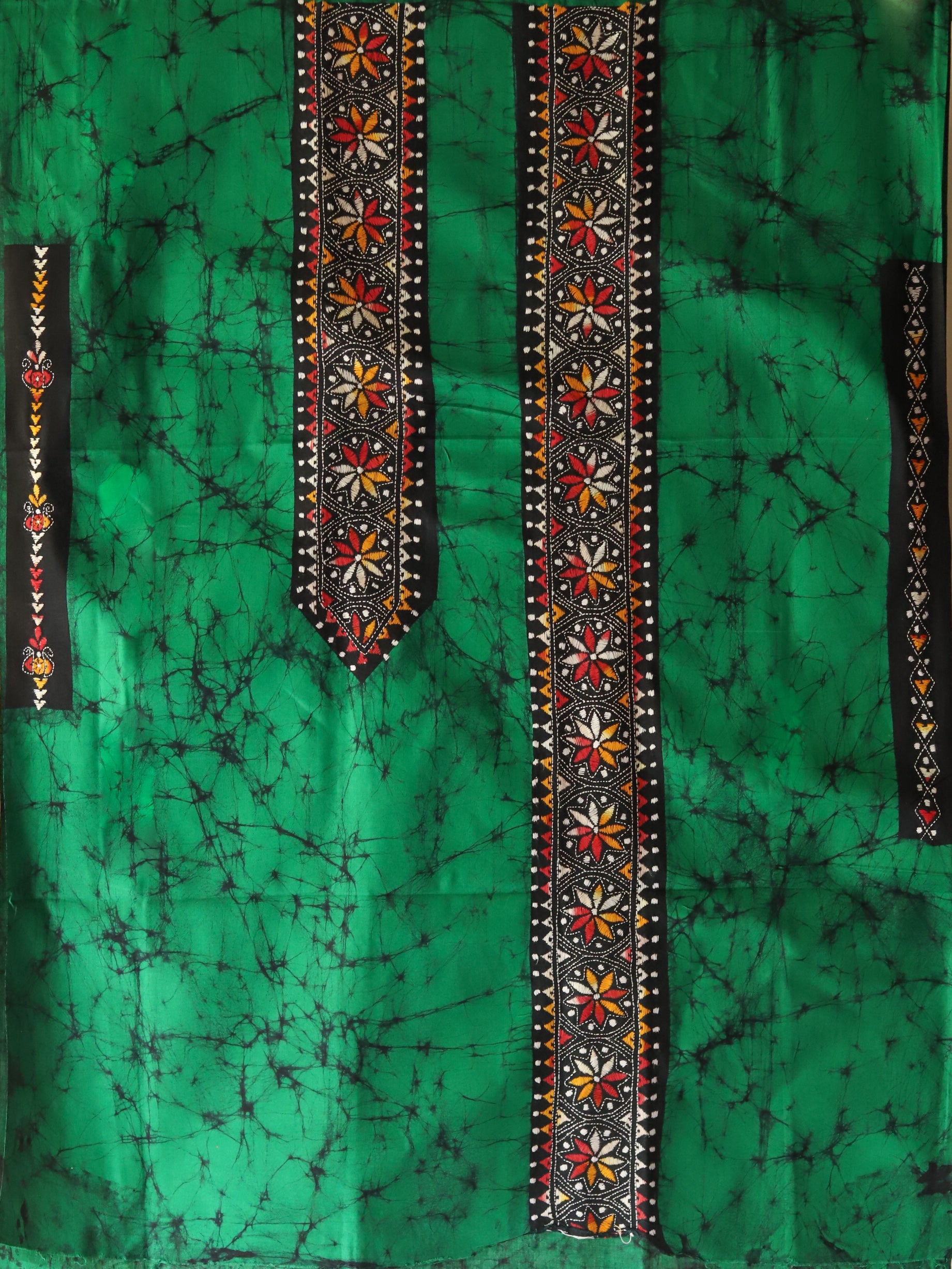 Hand Batik with kantha stitch embroidery on Cotton Kurta Fabric 