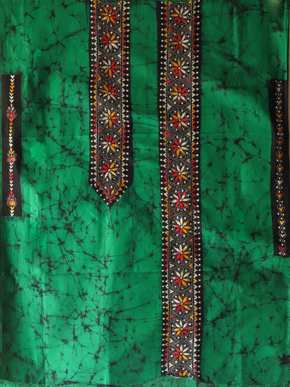 Hand Batik with kantha stitch embroidery on Cotton Kurta Fabric 