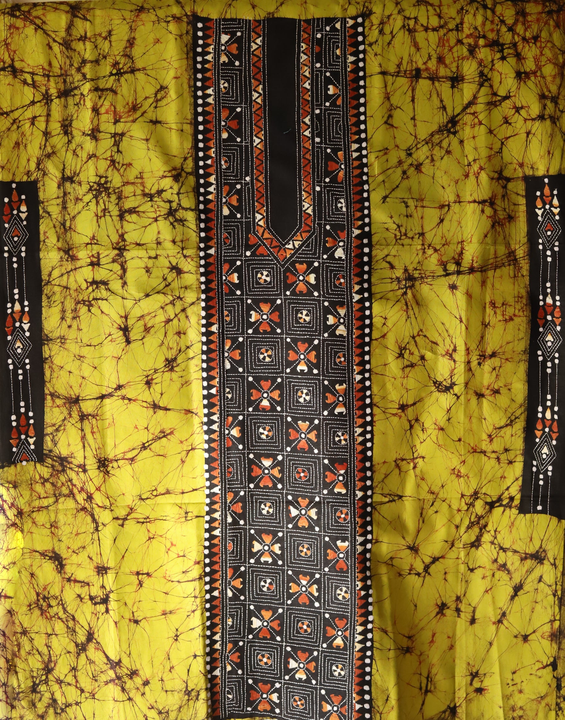 Hand Batik with kantha stitch embroidery on Cotton Kurta Fabric 