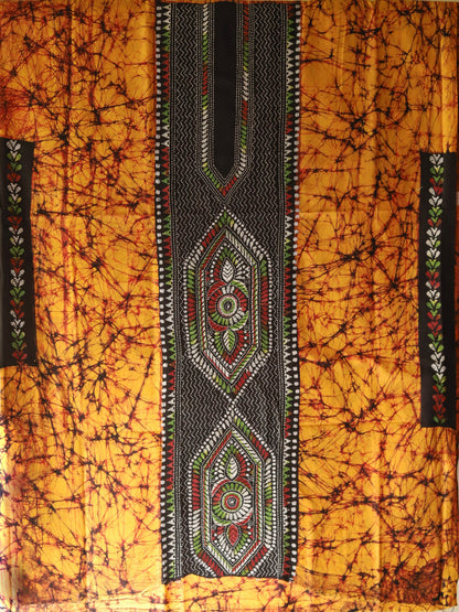 Hand Batik with kantha stitch embroidery on Cotton Kurta Fabric 