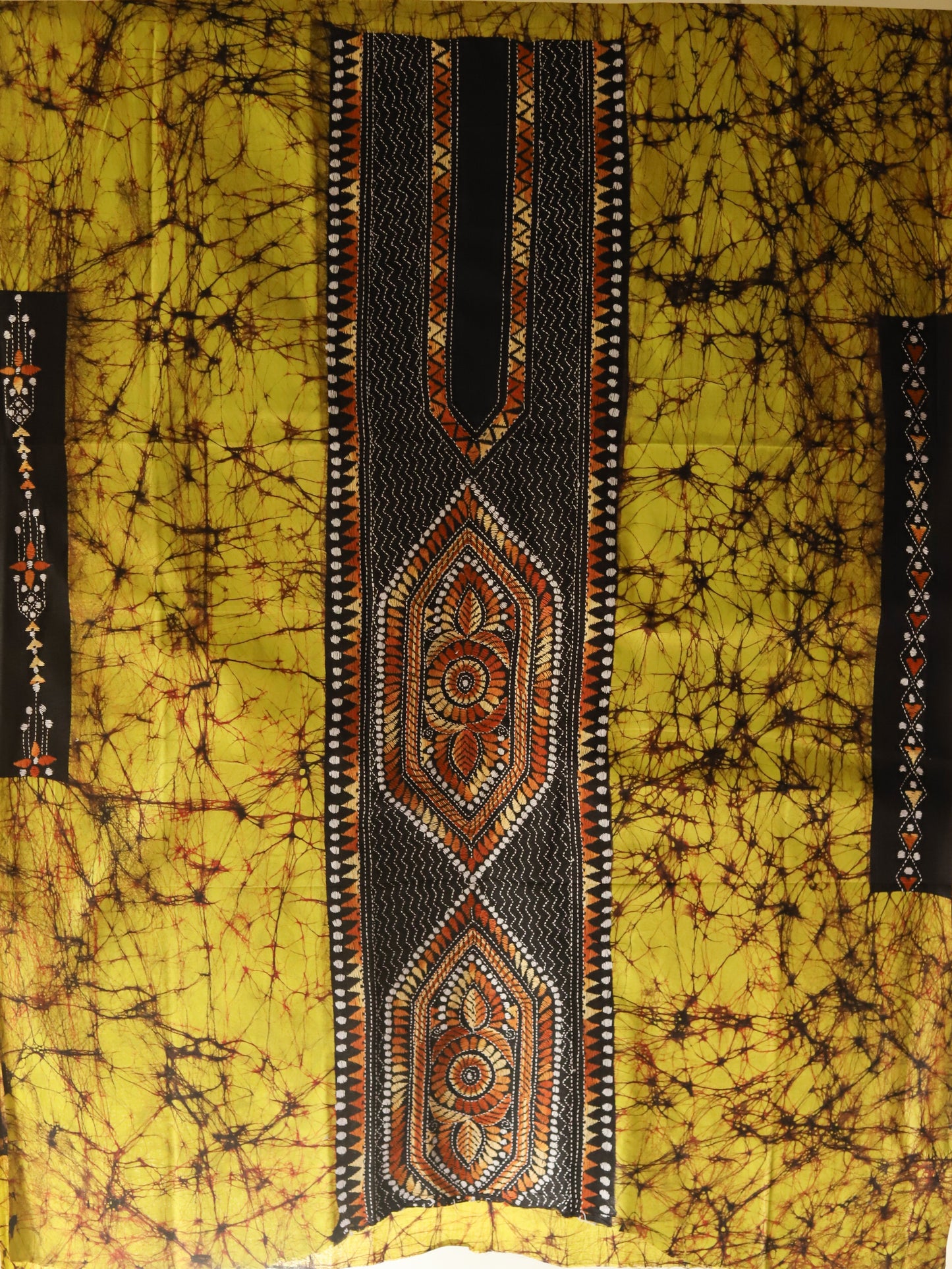Hand Batik with kantha stitch embroidery on Cotton Kurta Fabric 