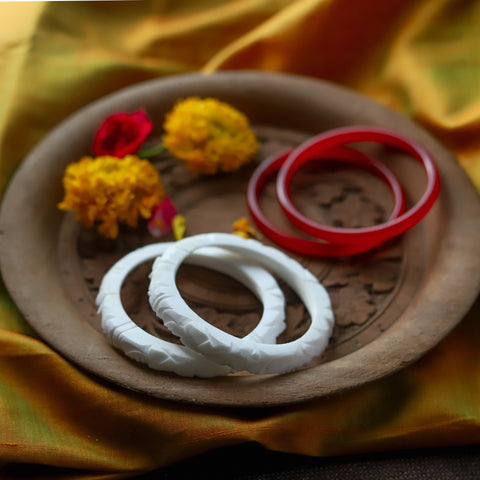 Handcarved Shakha Pola Bangle Pair (2.2 Inch)