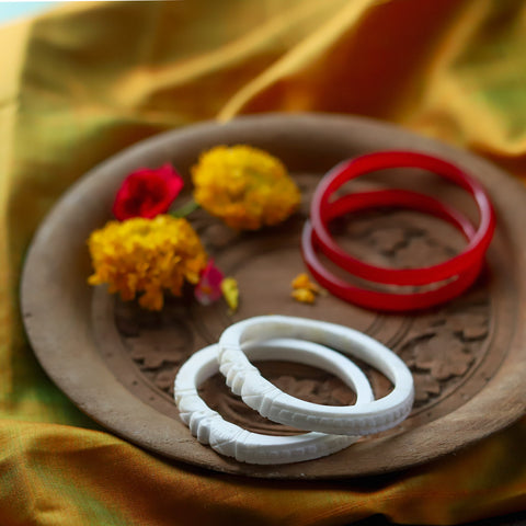 Handcarved Shakha Pola Bangle Pair (2.2 Inch)