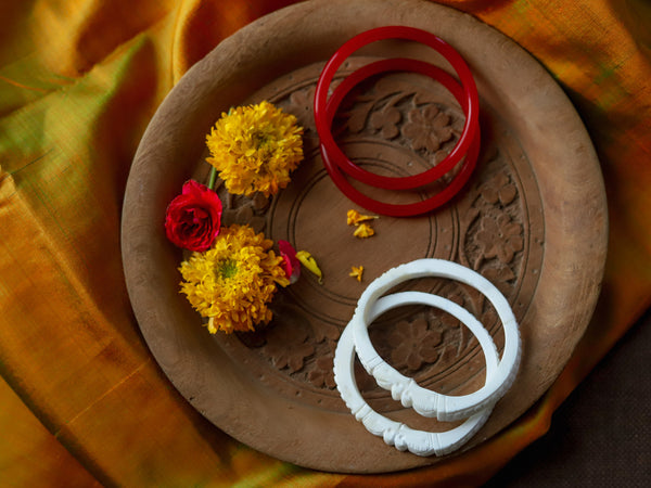 Handcarved Shakha Pola Bangle Pair (2.2 Inch)