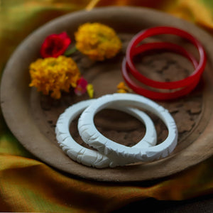 Handcarved Shakha Pola Bangle Pair (2.2 Inch)