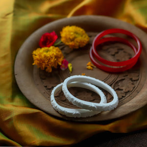 Handcarved Shakha Pola Bangle Pair (2.4 Inch)