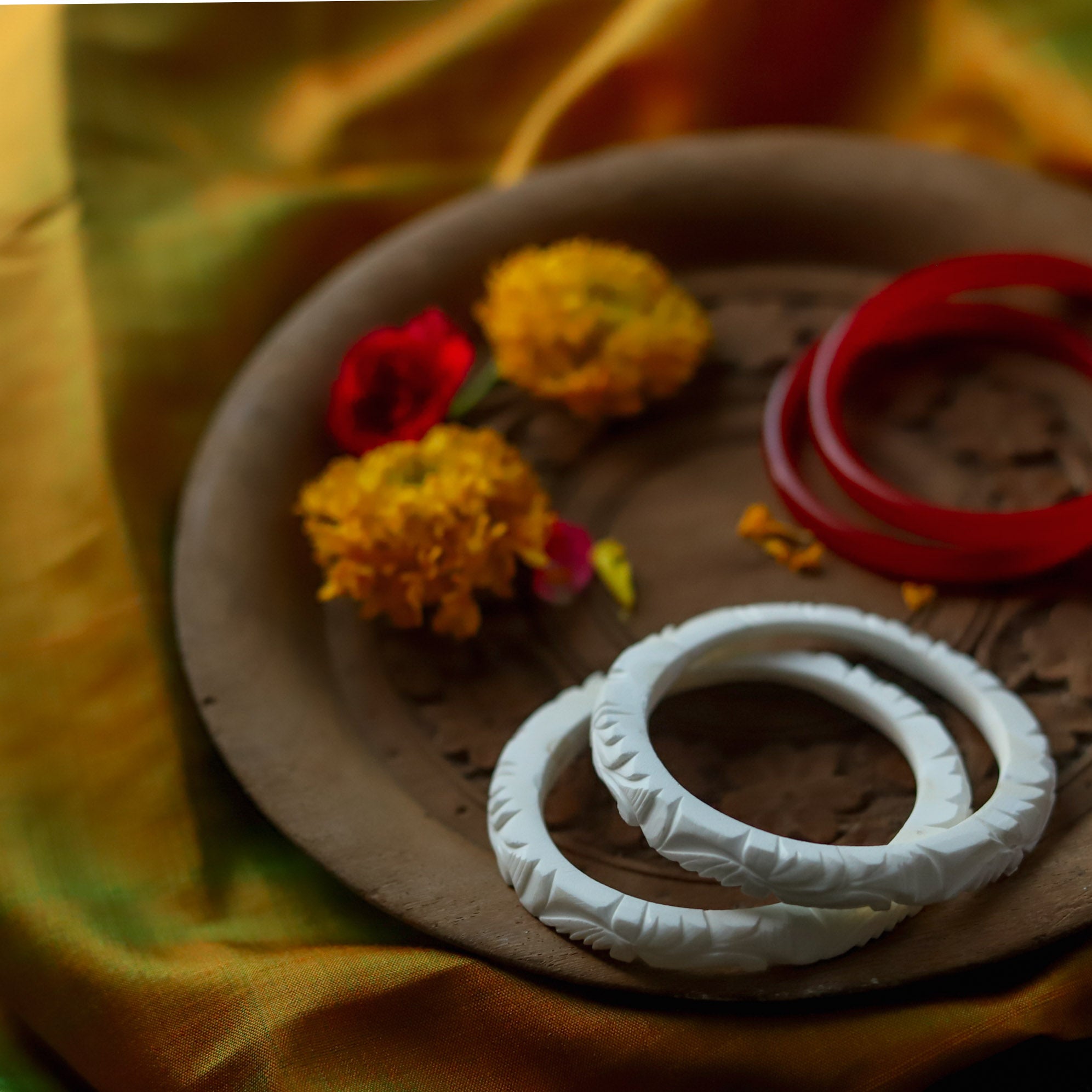 Handcarved Shakha Pola Bangle Pair (2.4 Inch)