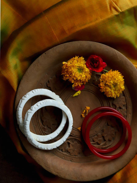 Handcarved Shakha Pola Bangle Pair (2.4 Inch)