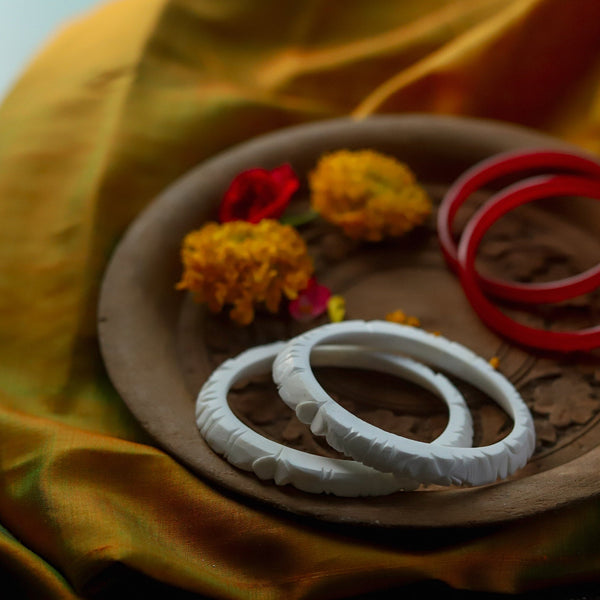 Handcarved Shakha Pola Bangle Pair (2.4 Inch)