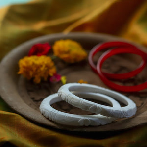 Handcarved Shakha Pola Bangle Pair (2.4 Inch)