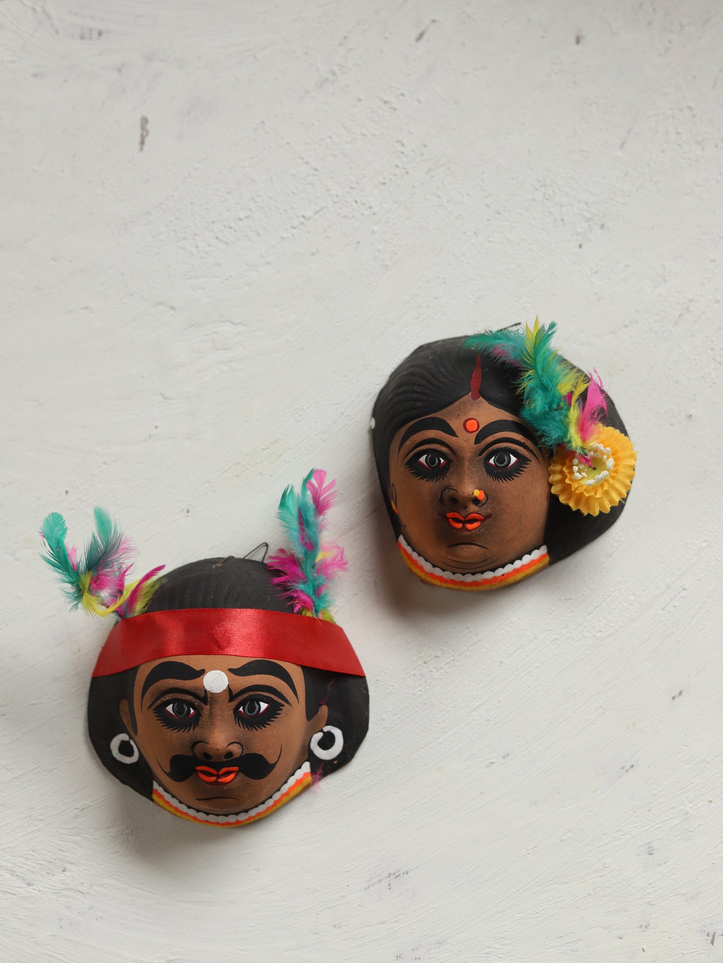 Handmade (Mukhauta) Chhau Mask - Bengal Tribal Couple