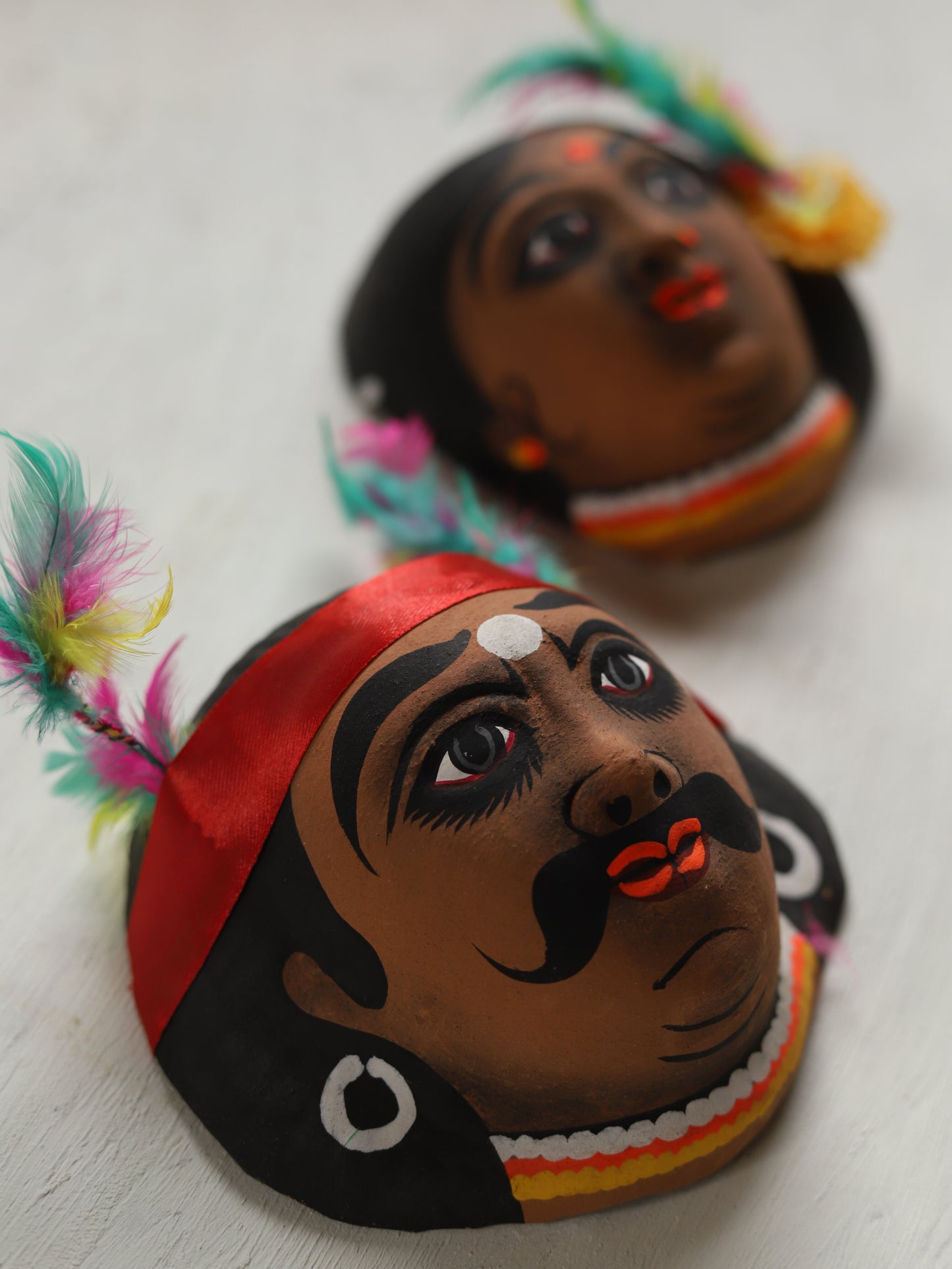 Handmade (Mukhauta) Chhau Mask - Bengal Tribal Couple